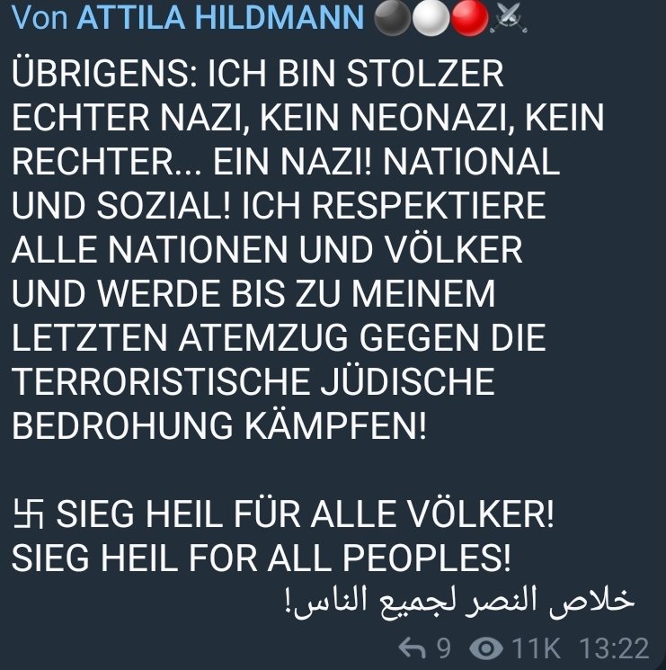 Volksverpetzer's tweet photo. Was dieser (selbsterklärte) Nazi von sich gibt, muss man nicht mehr diskutieren. Aber nur damit klar ist, was Telegram-Verschwörungsmythen und Fake News mit einem anstellen können und radikalisieren. Und dass unsere Warnungen und Recherchen nie aus der Luft gegriffen sind. https://t.co/wD1kwx4SRR