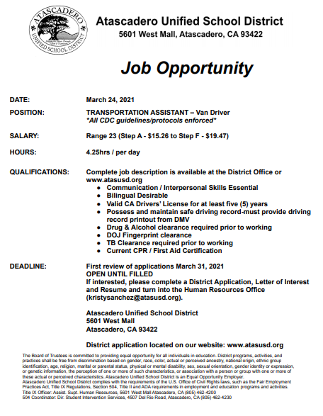 atasusd's tweet photo. Job opportunity! https://t.co/31J1GllnBs