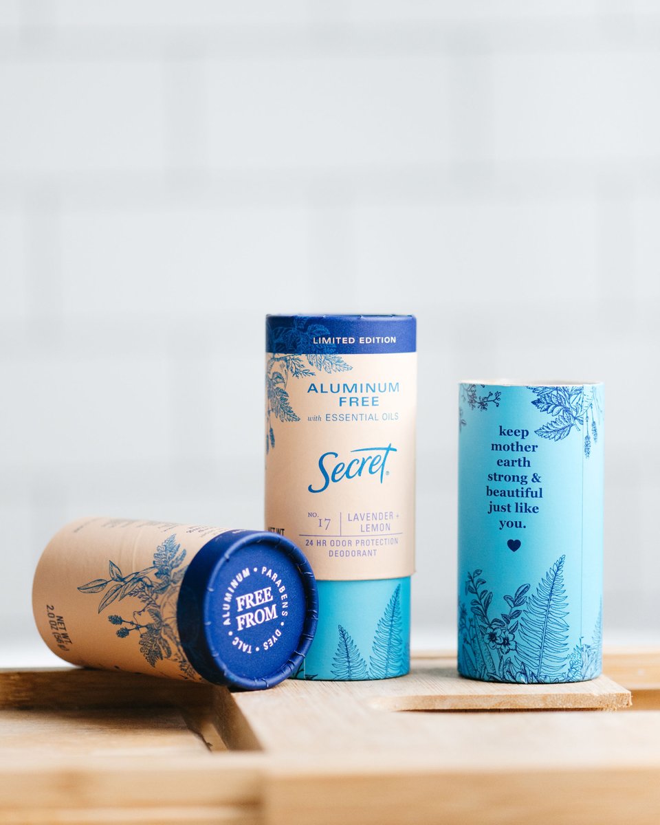 Aluminum Free? ✅ Plastic Free? ✅ Cruelty Free? ✅ Essential Oils? ✅ Smells amazing? ✅ Check out Secret’s newly relaunched Aluminum Free Deodorant w/Essential Oils, in our plastic free sustainable packaging! Good for you, good for the environment.