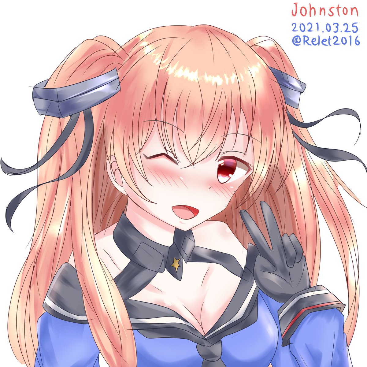 リレット ウィンクしてピースしてるjohnstonちゃんです Johnston ジョンストン 艦これ 艦これ版深夜の真剣お絵描き60分一本勝負 艦これ版真剣お絵描き60分一本勝負