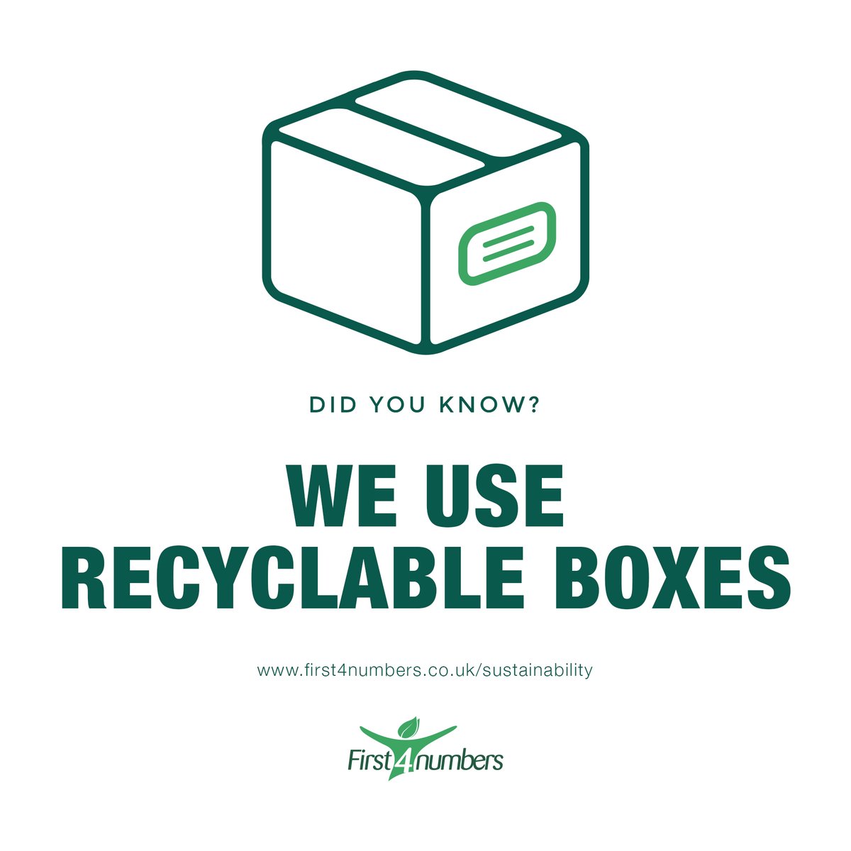 First4Numbers's tweet photo. Did you know? We use recyclable boxes. Where possible, the boxes we use are made from FSC mix and are recyclable. We aim to reuse as many boxes as and where we can. Find out more - https://t.co/rZQxAABMnZ #makingresponsiblechange https://t.co/hKZCf6Qjhw