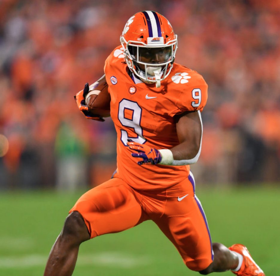 Steelerfury's tweet photo. Picking for the #Jaguars with the 25th overall selection in the #21SteelerFuryDraft, cop1211 selects:  RB, Travis Etienne,  #Clemson https://t.co/vtUWpSn76y