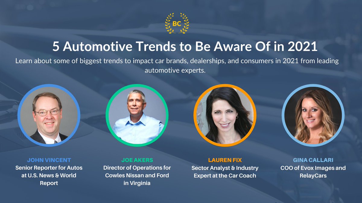 Learn what the expert have to say on 2021 automotive trends related to 

🔵 Autonomous vehicle progression 
🟢 Car inventory and sales
🟠 The car buying experience
⚪️ Electric vehicle advancement
⚫️ New vehicle technology

Full article here: bit.ly/3cm0H3d