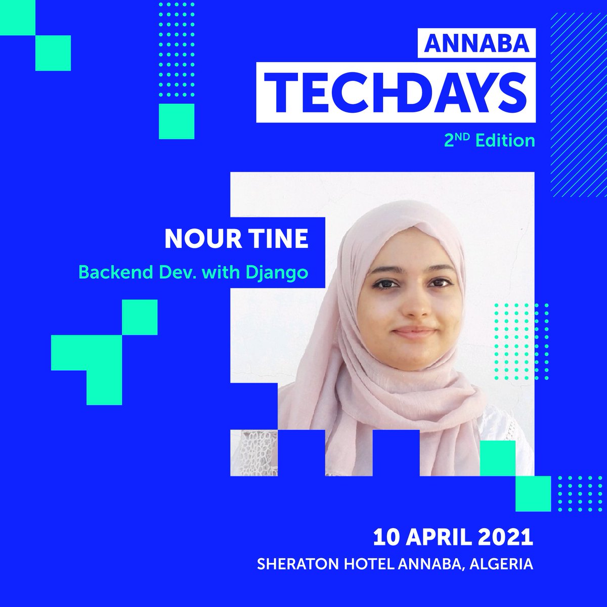 AnnabaTech's tweet image. Nour Tine worked on developing websites, mobile apps with Flutter, doing devops and containerizing apps with docker for internal use to managing and leading the dev of Kawarir.

That is why we are having her for: Backend Dev. with Django
Grab your ticket: 
annabatechday.eventbrite.com
