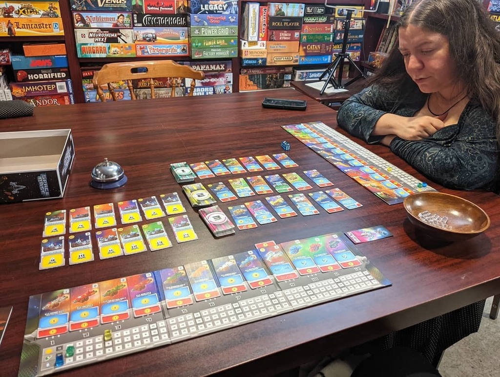 TabletopBellhop's tweet photo. I had no idea Space Base was such a table hog.

This was our first time playing.

#SpaceBase #SpaceBaseGame #TableHog #TableauBuilder https://t.co/xxgEBmwtG5 https://t.co/yGnq9RGCuv