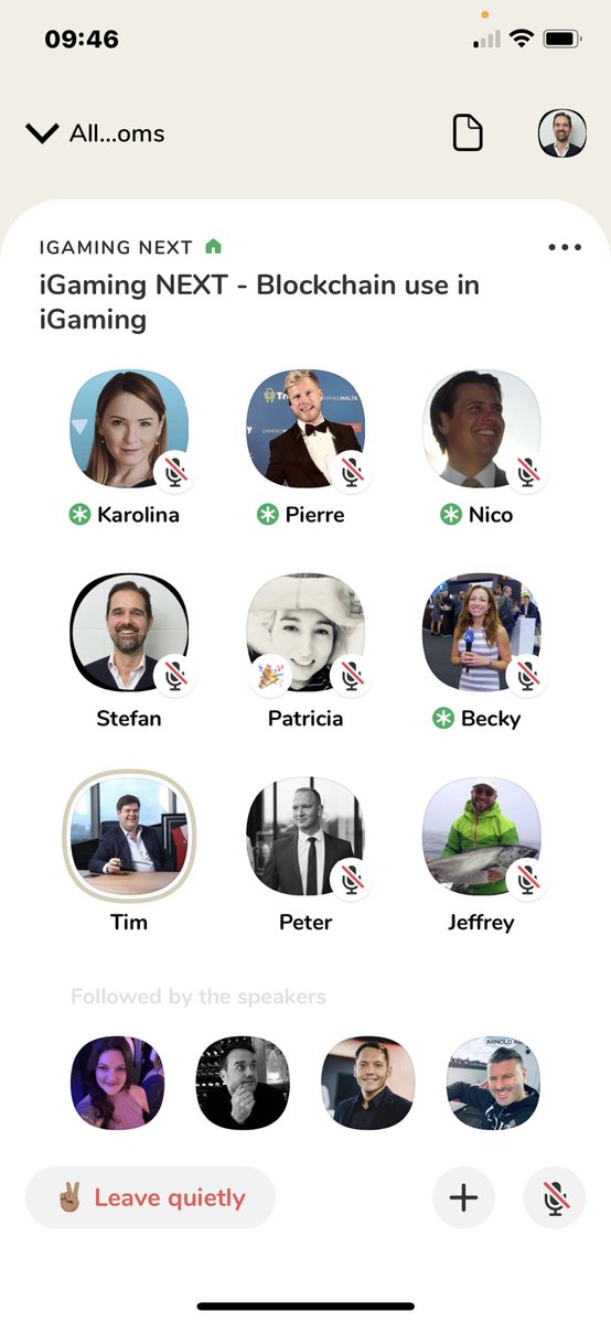 skovach's tweet photo. Was a lot of fun being on the #igamingnext 🕹weekly clubhouse call this morning talking all things blockchain 📟 and gaming ♠️ with my esteemed fellow speakers. #coingaming #draftkings #bsv #btc #crypto #blockchain #sharedplay https://t.co/sYR0Xk0uJd