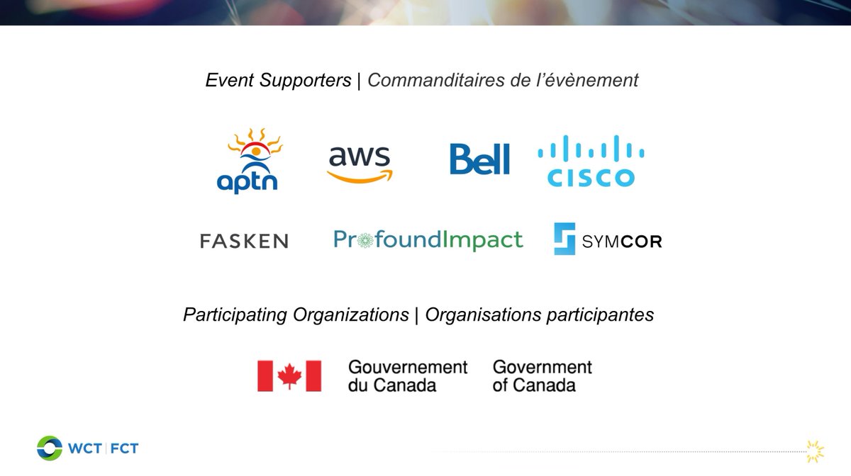 wctfct's tweet photo. Thank you to all our WCT Celebrates: Sparks of Change event supporters (@APTN @awscloud @Bell @Cisco @FaskenLaw @aprofoundimpact #Symcor) and participating organizations of the Government of #Canada (@SSC_CA, @CdnHeritage) https://t.co/ithsh5rVPZ