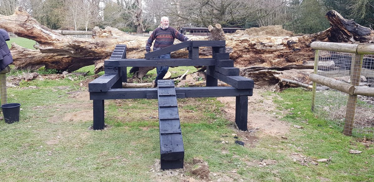 ButtercupsGoats's tweet photo. Appreciation post for Vic who spent two mornings last week building this climbing frame for the goats out of old railway sleepers! They will love it! https://t.co/rChwm5gmNn