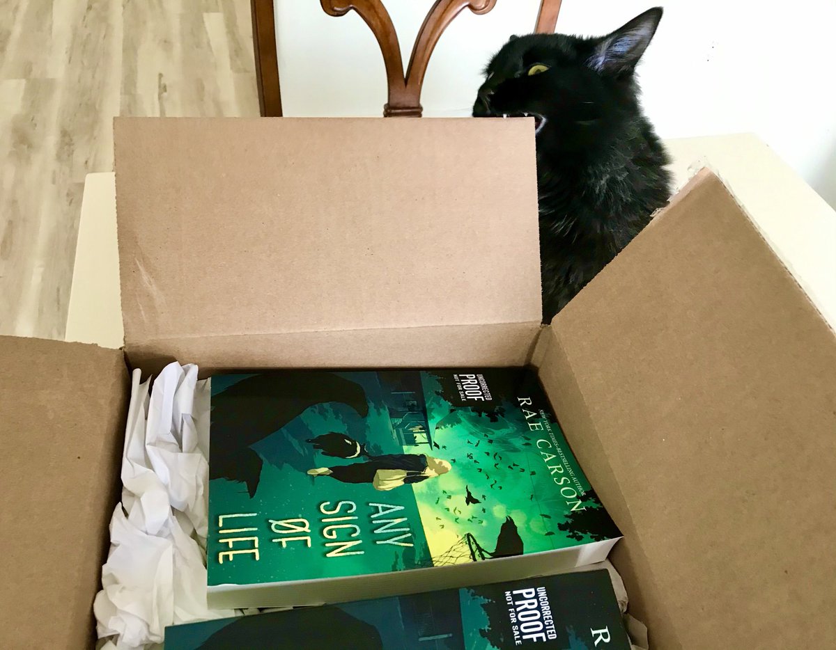 raecarson's tweet photo. ARCs of ANY SIGN OF LIFE are in! Taking pictures of them proved fraught, however.
#AnySignOfLife #TangoTheTerrible #Photobomb https://t.co/5G09i3i13N