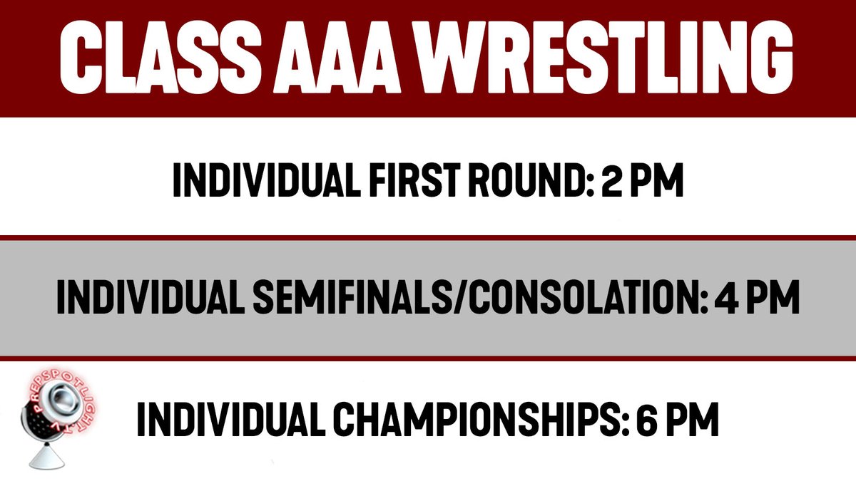 After the Class AAA team championship is claimed, we'll get rolling with individual action at 2 p.m. Watch it live!

➡️ 3-day wrestling package (all classes): bit.ly/39coPTM
➡️ 1-day wrestling package (Class AAA): bit.ly/3rnSzDv