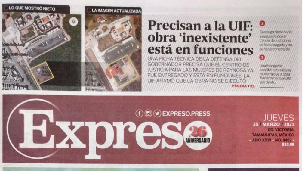 Mexicoenllamas's tweet photo. UIF PRESENTA INFORMACIÓN FALSA CONTRA EL GOBERNADOR DE TAMAULIPAS EN LA AUDIENCIA ANTE DIPUTADOS 

La Unidad de Inteligencia Financiera injuria a Gobernador con imagen de Google Maps que es ajena a la realidad. Las obras inexistentes si fueron ejecutadas y  están en funciones. https://t.co/vogX8CSooh