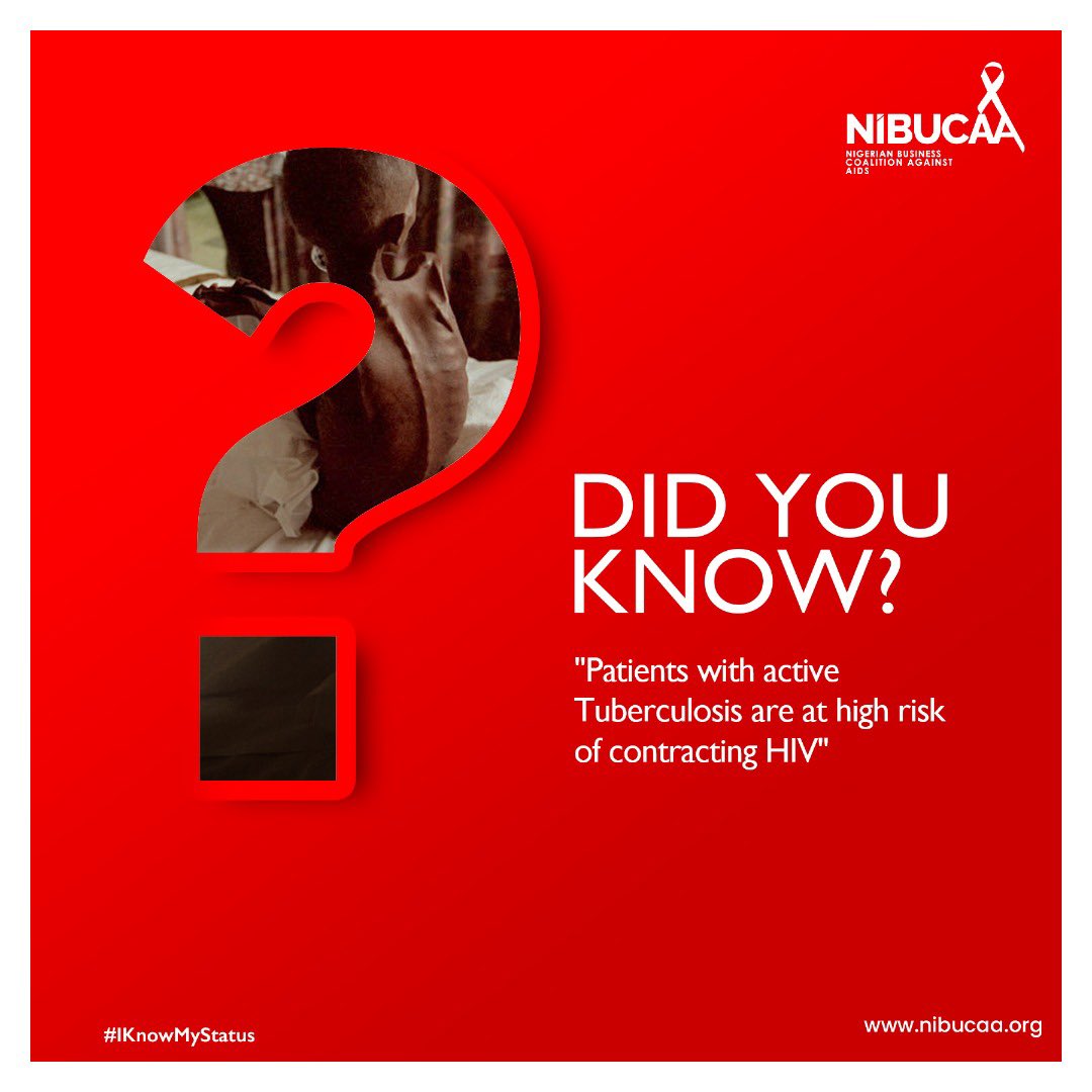 officialNiBUCAA's tweet photo. #DidYouKnow

Patients with active Tuberculosis are at high risk of contracting HIV

#nibucaa #Nodiscrimination #IKnowMyStatus #safesexisthebestsex https://t.co/fcLsOKJ2Fz