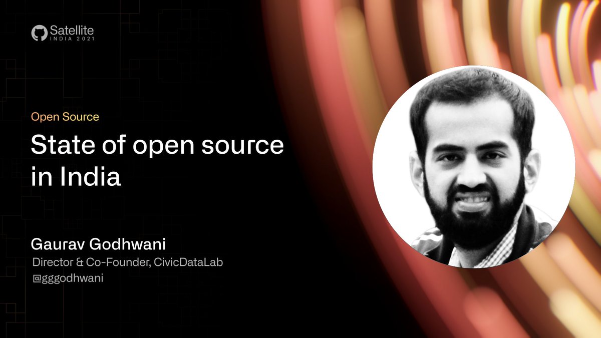 CivicDatalab's tweet photo. 📢 Join us tomorrow at 12:30 IST for a discussion on the findings from our recent report on how open source is helping make an impact across various domains in India.🔖 Our bandhu @gggodhwani will be presenting "State of Open Source in India" tomorrow at #githubsatellite. https://t.co/XhtbP8DdoT