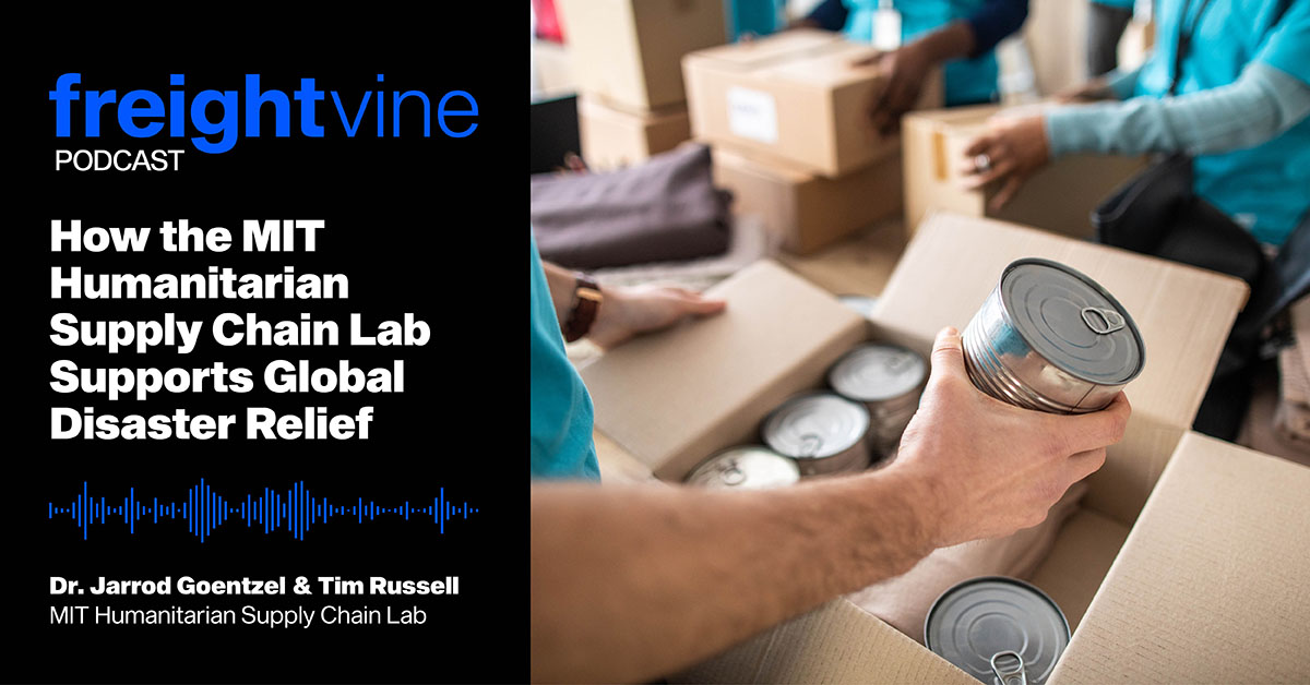 freightvine's tweet photo. Dr. Chris Caplice is joined on Freightvine by Founder &amp; Director of @mitsupplychain Humanitarian Lab’s @goentzel and SR Research Engineer, Tim Russell. Hear more in the latest episode ➜ https://t.co/gYP13z4BqY 

#COVID19 #HumanitarianLogistics #SupplyChain #DisasterRelief https://t.co/rKS5om1JJr