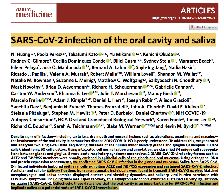 gorka_orive's tweet photo. La cavidad oral es un lugar importante para la infección por SARSCoV2, e incluso la saliva una vía de transmisión. Un trabajo confirma como el virus infecta las glándulas salivares y la propia mucosa oral.https://t.co/lC65h4jSS7 https://t.co/IkZefMywcL