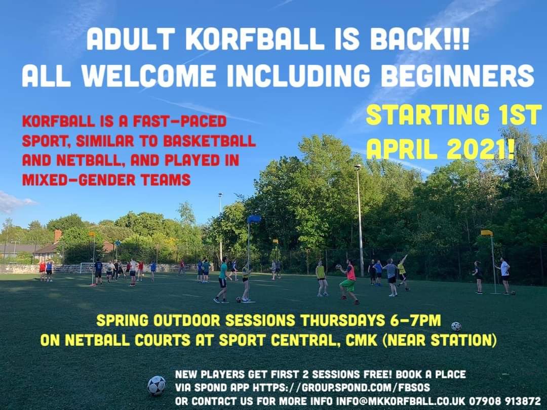 MKLakers's tweet photo. #Korfball is back next week! Adult outdoor sessions every Thurs 6-7pm at Sport Central CMK from 1st April- great #mixedteamsport - all welcome to come and try, new people are free! Book a space at https://t.co/nFv61FLYKl Kids sessions coming soon! @_MiltonKeynes @mkfm @mk_citizen https://t.co/ARWFuneNKu