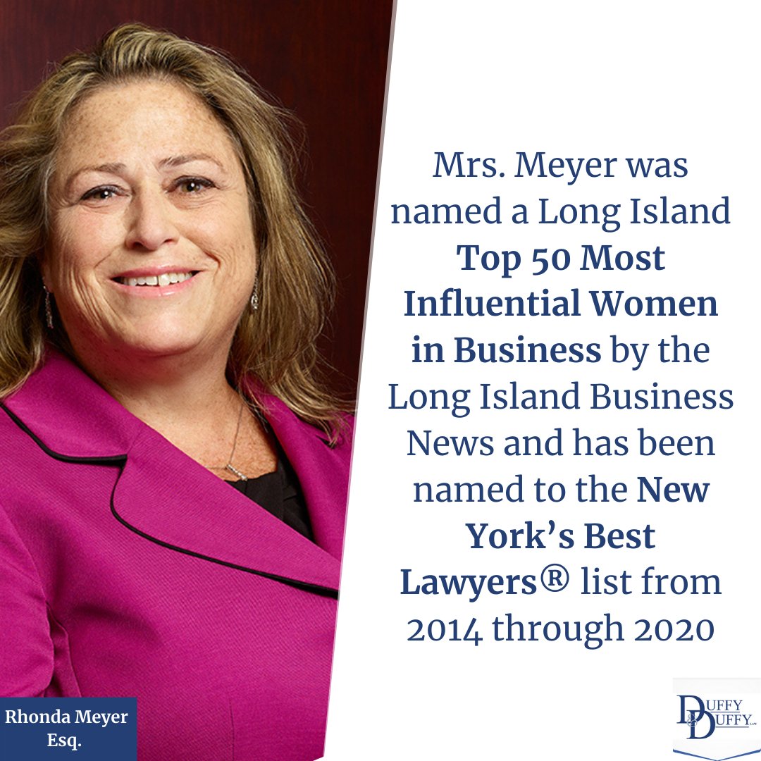 DuffyDuffyLaw's tweet photo. This week's #AttorneyHighlight goes to Rhonda Meyer for her significant leadership and accomplishments as a New York attorney. 

More on Ms. Meyer: https://t.co/SoSkkiaPr1 

#DuffyDuffy #longislandlawfirm #medicalmalpracticelawyer https://t.co/wo7YK4Pv1H