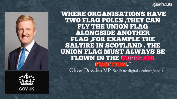 Tory @GOVUK Minister tells Scotland the 'Butcher's Apron' is superior to the Saltire. Scots made to feel like inferior beings in their own country. 'Better Together'? 'Union of Equals'? Blatant lies more like.