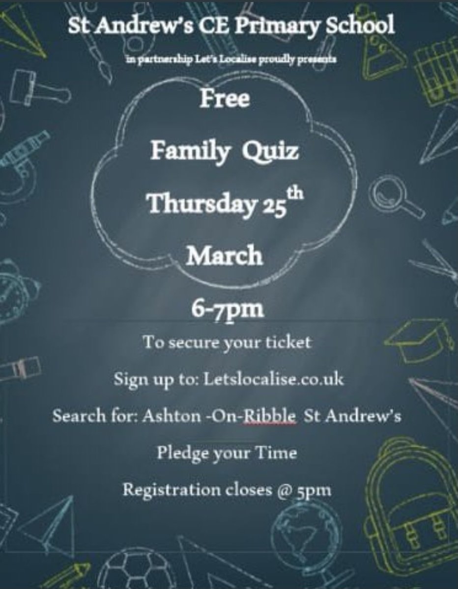 FriendsAndrews's tweet photo. QUIZ NIGHT 🤩 Hope to see some fellow parents tonight for the quiz @St_AndrewsCofE https://t.co/dD39taImOl