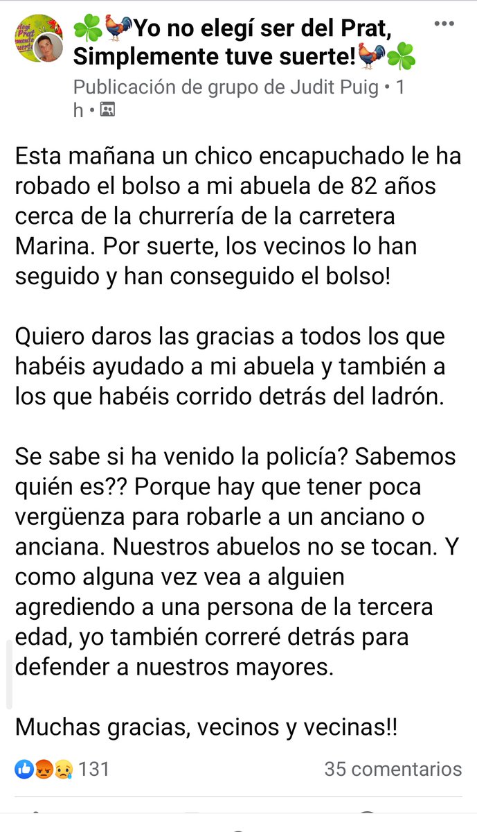 prat_PotaBrava's tweet photo. Aquest matí un ciutadà d' #elprat frustra un robatori enmig del carrer on 
la víctima era una dona de 82 anys. 

Avui tenim un heroi a #Elprat 💪👏 https://t.co/f8QbPp3gLo