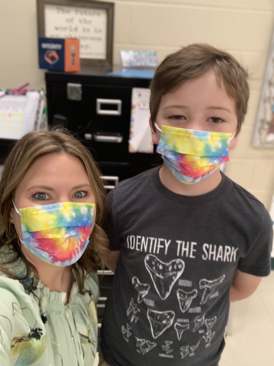 When a student brings me a mask so we can match... twinning and winning the day! 🥰 <a href="/Kallison3rdGr/">Kallison 3rd Grade</a> <a href="/NISDKallison/">Kallison Elementary</a>