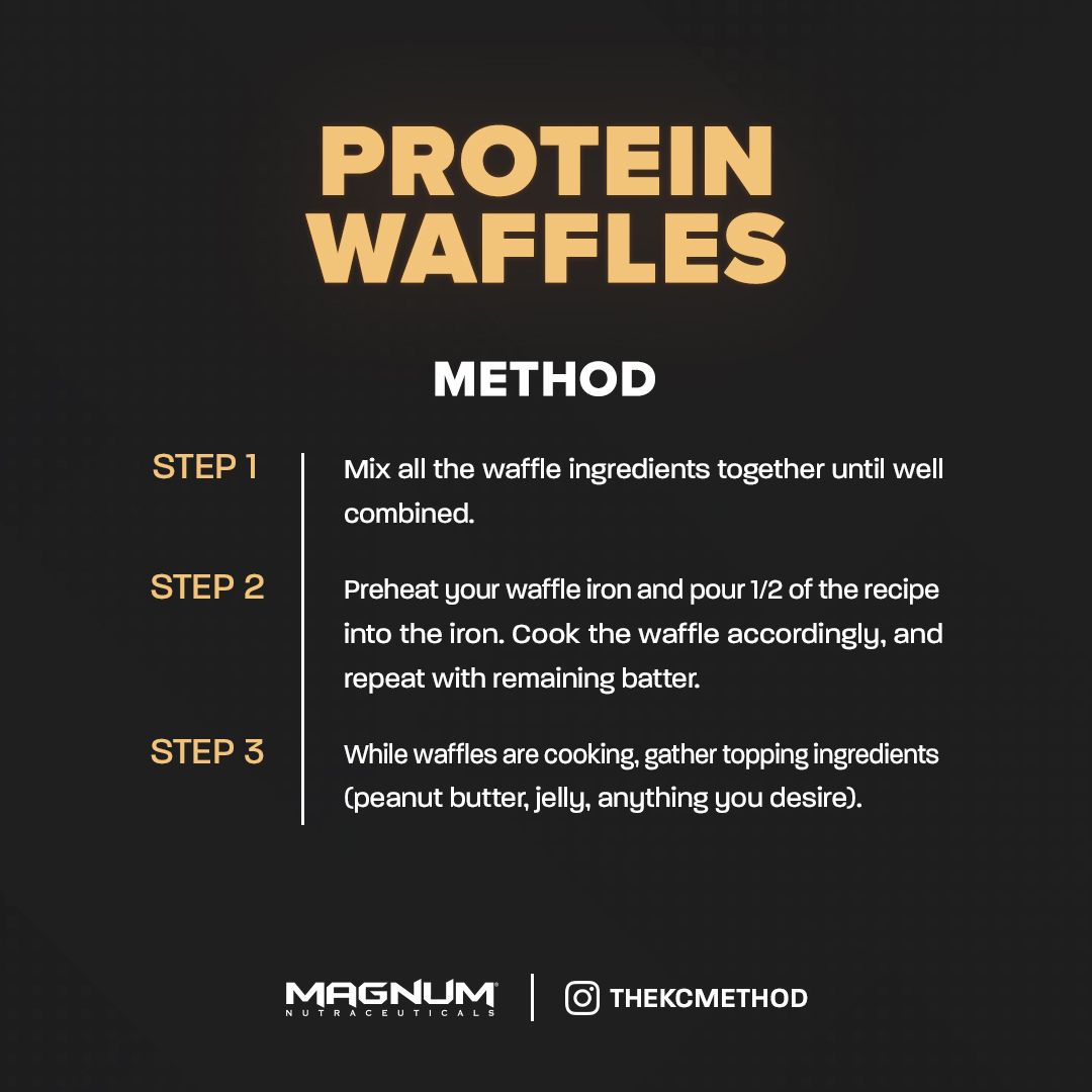 Protein Waffles are served for #NationalWaffleDay! 🤤 

Swipe and save this super easy, protein-packed recipe from @thekcmethod!  

Macros ✔️
31g Protein
2g Carbs
19g Fat

Tag us in your creations to be featured! ⬇️

#MagnumSupps #proteinwaffle #wafflelove