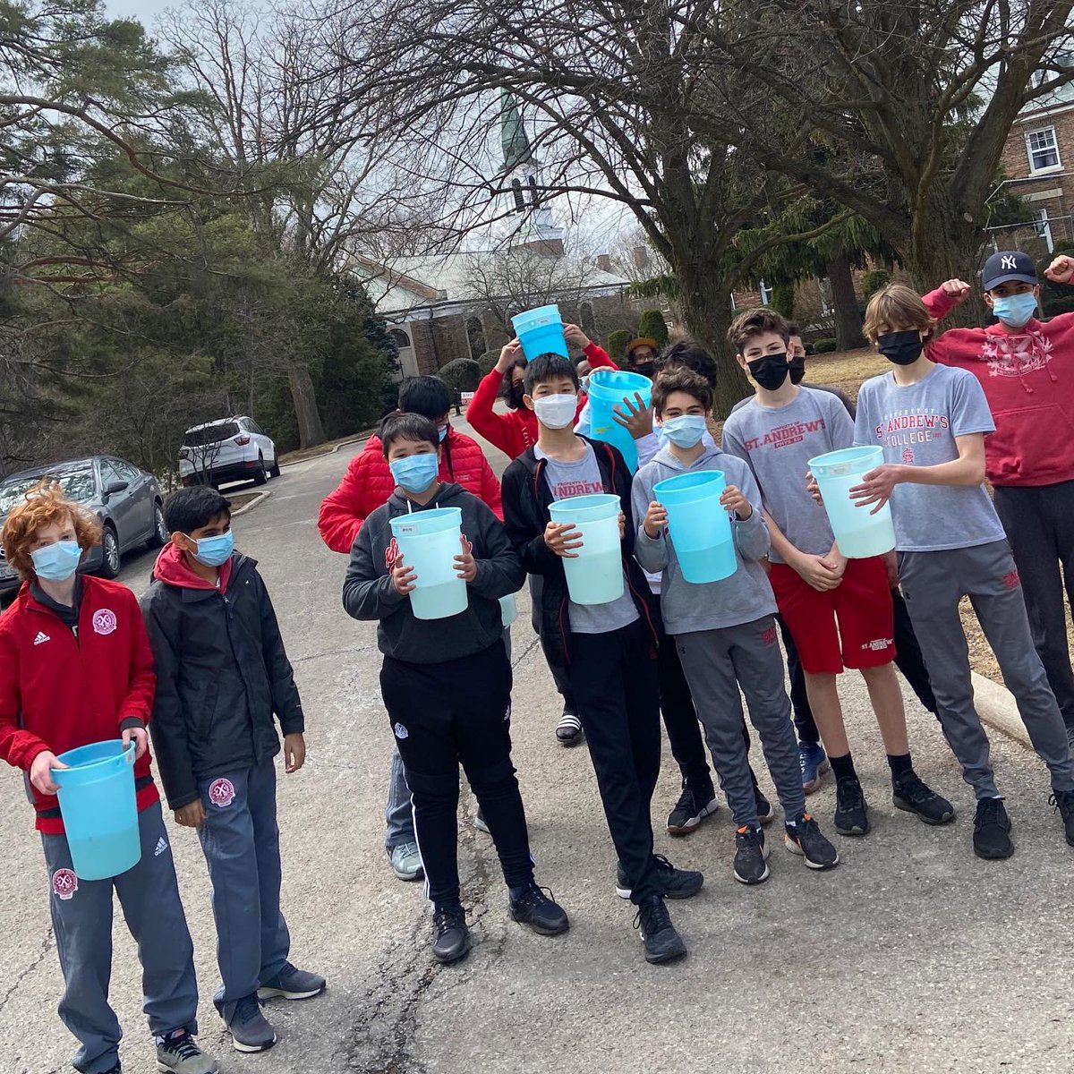standrews1899's tweet photo. Boys enjoying the fruits of their labour! More sap, means more maple syrup + 🥞 by the fire. #boysofSAC #outdoorEducation https://t.co/IyDoPHl9Nl