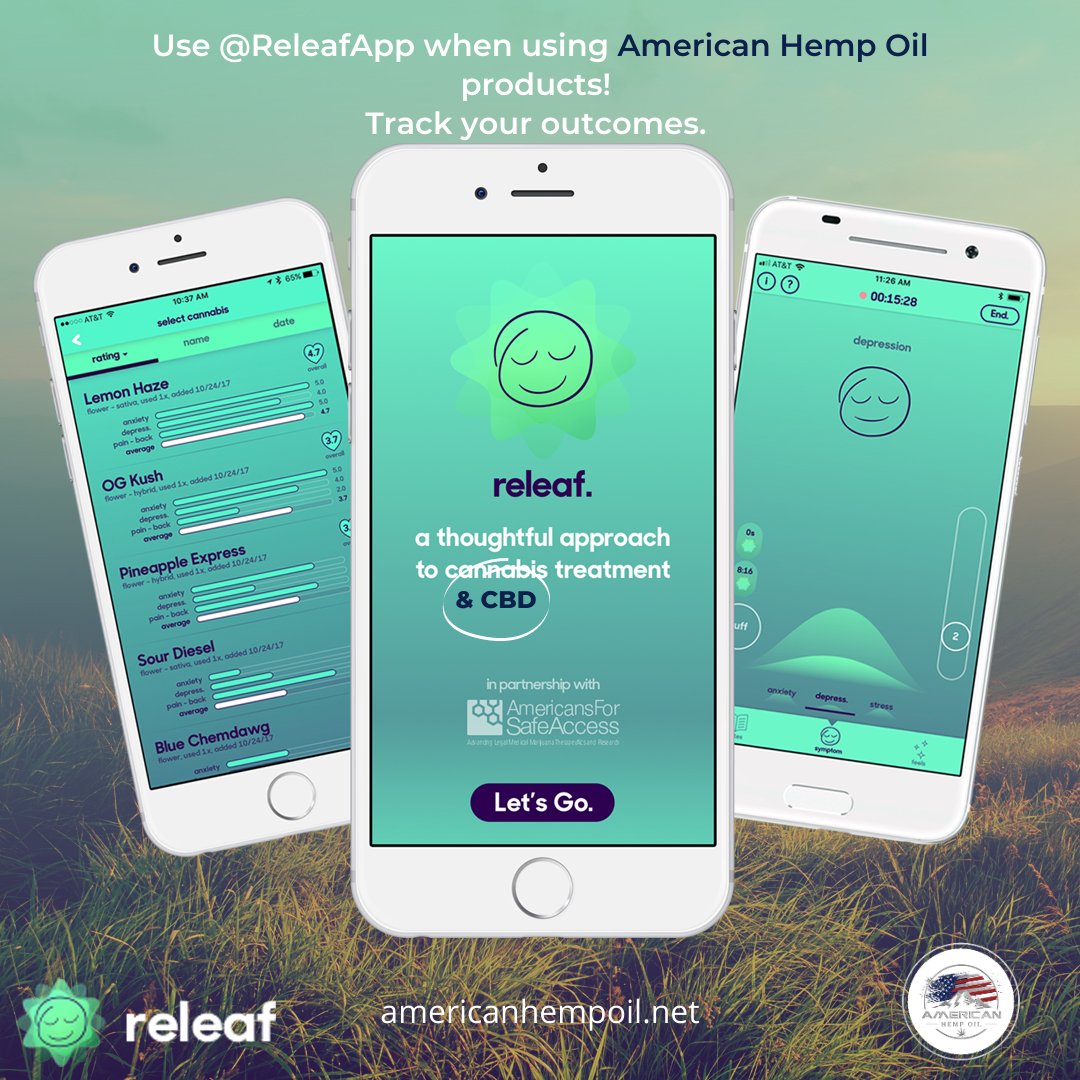 AmericanHempOi1's tweet image. We are committed to helping find the best product for you. Use @ReleafApp to anonymously report your use &amp;amp; outcome with our products to help us refine and improve our product catalog. Download #ReleafApp for free today by visiting releaf.at/americanhempoil #cbd #cbdproducts