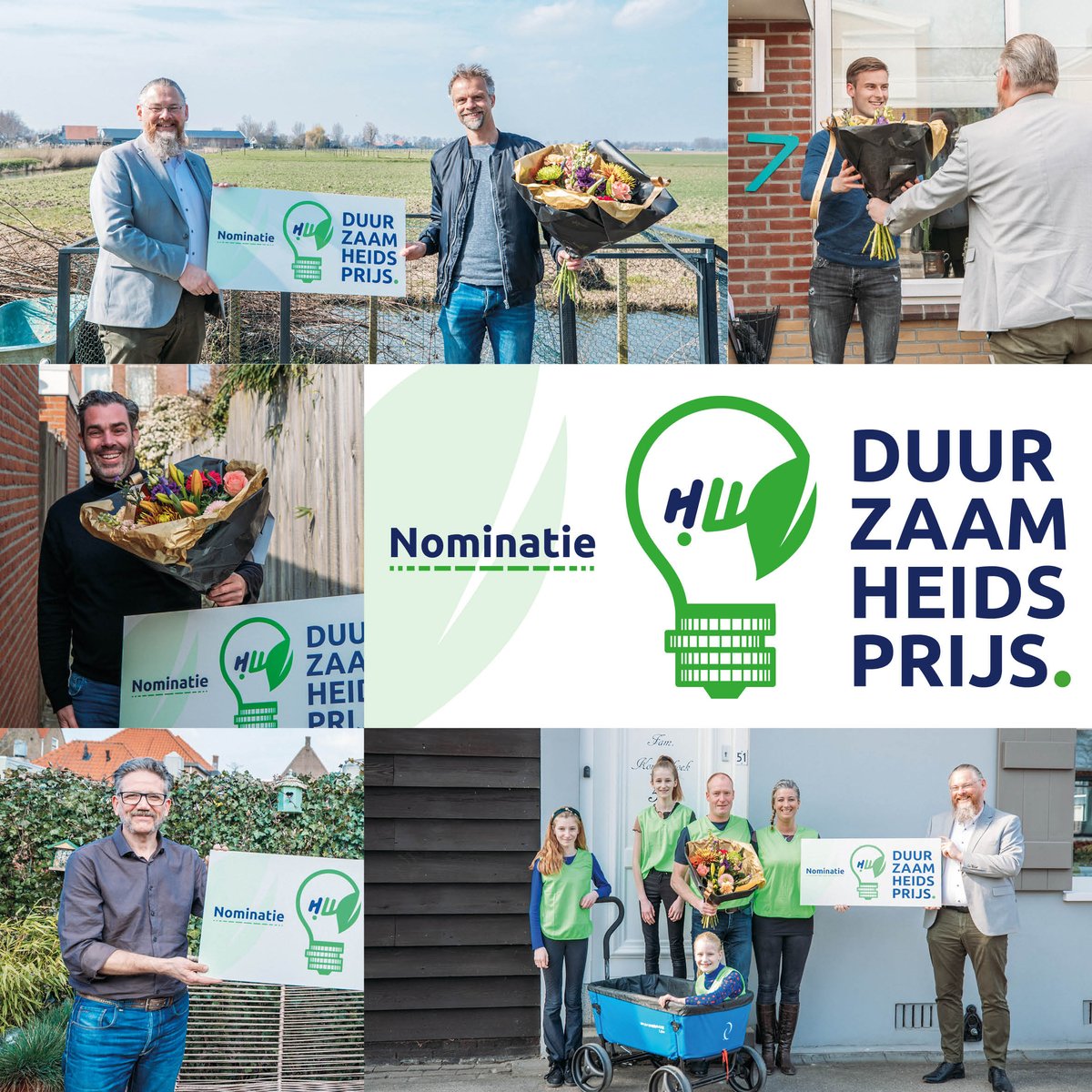 gemeenteHW's tweet photo. De genomineerden voor de duurzaamheidsprijs zijn bekend. Zij maken kans op een geldprijs van maximaal € 10.000 om daarmee hun duurzame idee uit te voeren. Wethouder @HuibertSteen  bracht woensdag 24 maart de 5 genomineerden persoonlijk op de hoogte 👉 https://t.co/dlxH2b8QmY. https://t.co/IEVWK1ld2l