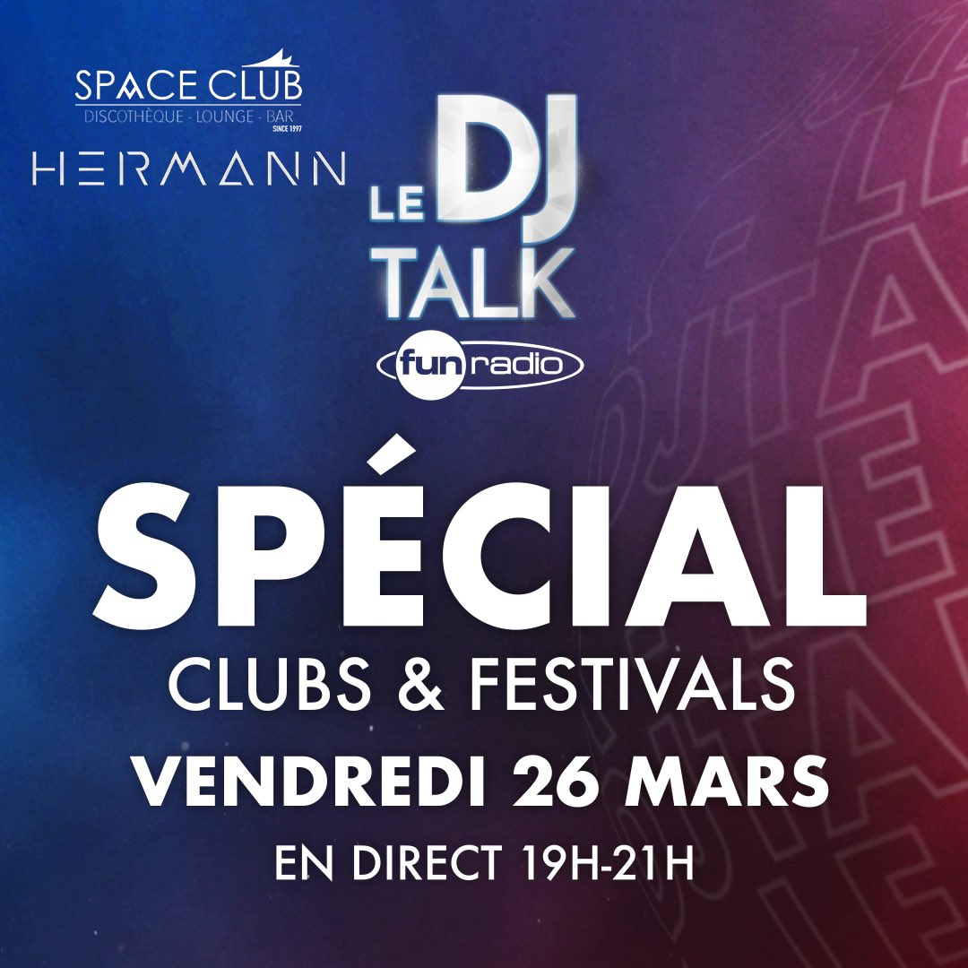 hermannoff's tweet photo. Très heureux de vous annoncer que je serais de retour dans les studios de @funradio_fr demain soir pour l’émission @ledjtalk par @AdrienToma à partir de 19h. 

A cette occasion, je représenterai le @SpaceClub22 ✌🏻

Je compte sur vous pour écouter ❤️ https://t.co/m0ZWAR9uOz