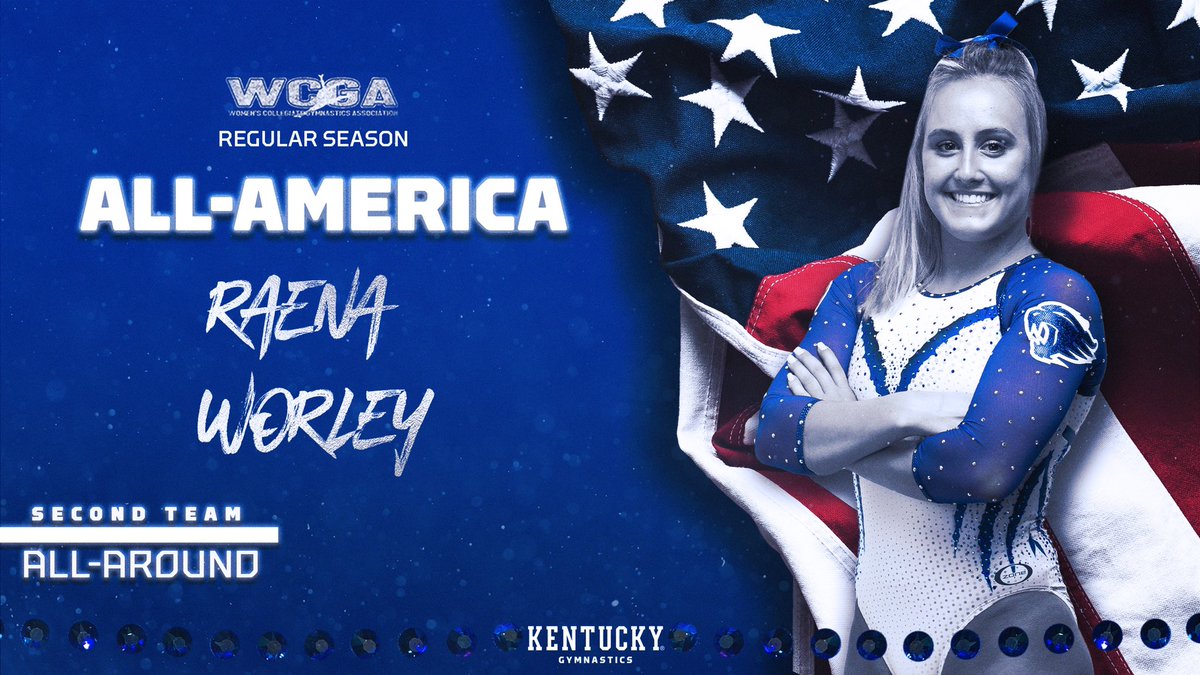 UKGymnastics's tweet photo. 🇺🇸 𝟮𝟬𝟮𝟭 @wcgagym 𝗥𝗘𝗚𝗨𝗟𝗔𝗥 𝗦𝗘𝗔𝗦𝗢𝗡 𝗔𝗟𝗟-𝗔𝗠𝗘𝗥𝗜𝗖𝗔 🇺🇸 

Kentucky sophomore @RaenaWorley brings home the nation’s highest regular-season honor. #WeAreUK 

📄 https://t.co/qCTUj7rp25 https://t.co/VaJNYf18by
