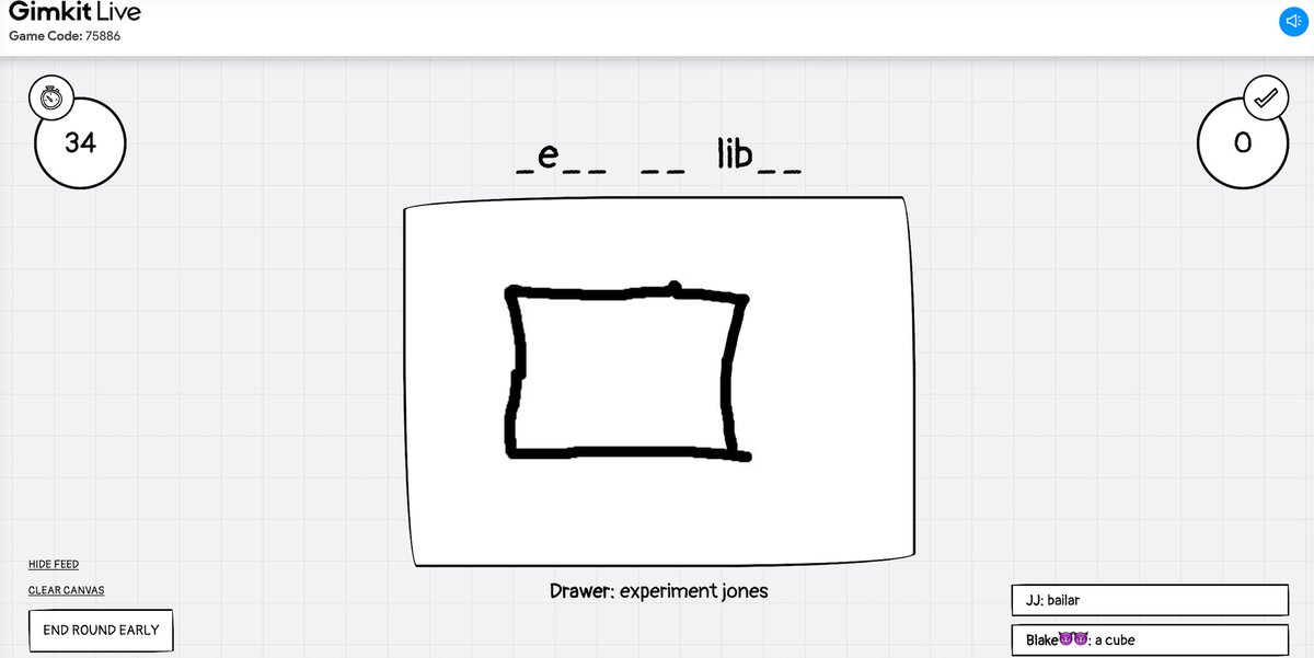 mpdavid_ESOL's tweet photo. My saga of trying to play Pictionary virtually has come to an end! Thanks @gimkit for introducing #DrawThat- such a fun and easy way of bringing the in-person and virtual students together. https://t.co/4zfZgfDbSl