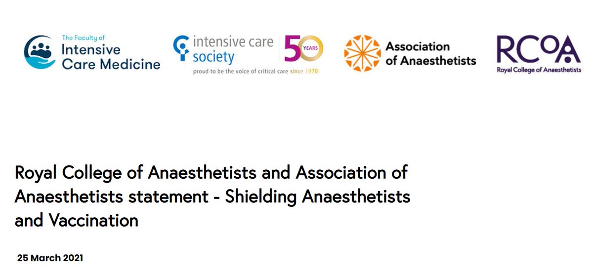 Royal College of Anaesthetists (@rcoanews) on Twitter photo 👉🏽Statement - Shielding Anaesthetists & Vaccination.
bit.ly/3cmWJaE
<a href="/RCoANews/">Royal College of Anaesthetists</a>, <a href="/FICMNews/">FICMNews</a>, <a href="/ICS_updates/">Intensive Care Society 💙</a> & <a href="/Assoc_Anaes/">Association of Anaesthetists</a> share new guidance & resources to manage #Covid19
icmanaesthesiacovid-19.org 👉🏽Statement - Shielding Anaesthetists & Vaccination.
bit.ly/3cmWJaE
<a href="/RCoANews/">Royal College of Anaesthetists</a>, <a href="/FICMNews/">FICMNews</a>, <a href="/ICS_updates/">Intensive Care Society 💙</a> & <a href="/Assoc_Anaes/">Association of Anaesthetists</a> share new guidance & resources to manage #Covid19
icmanaesthesiacovid-19.org
