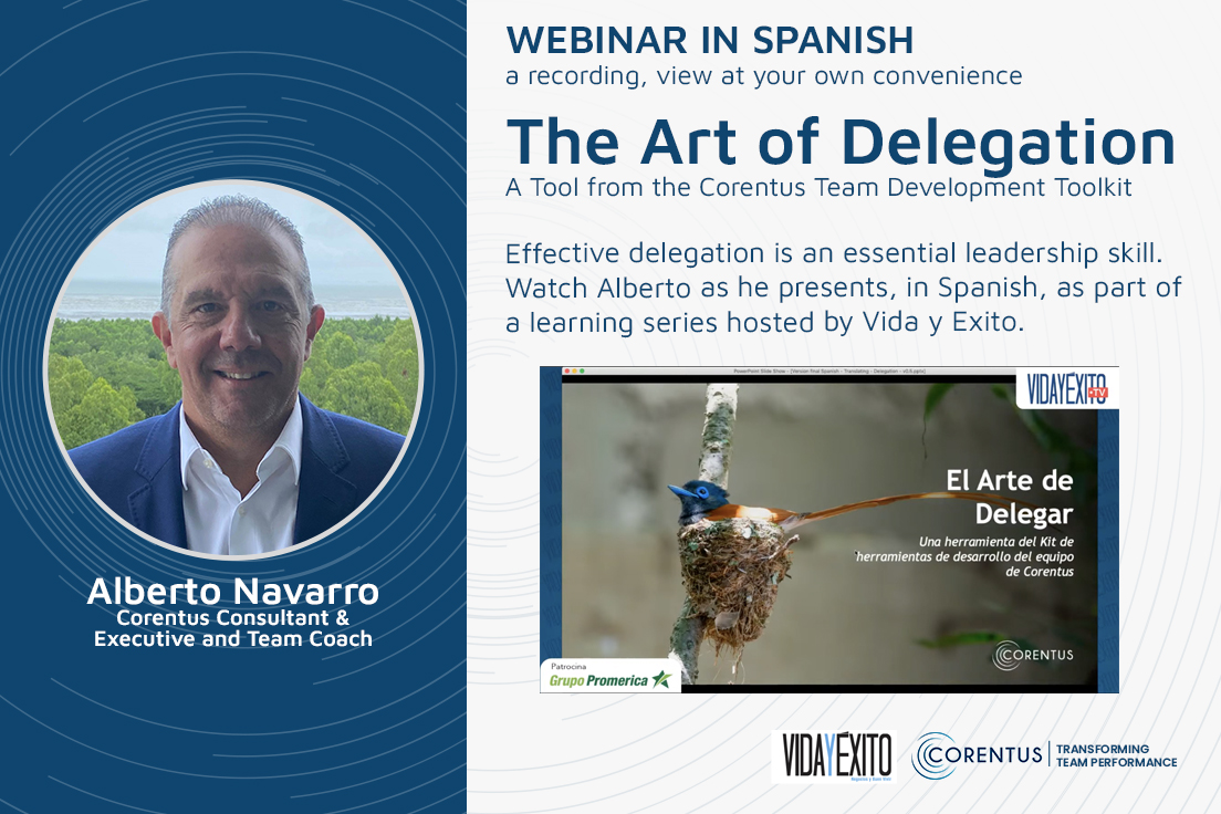TeamCorentus's tweet image. Watch our Corentus Colleague, Alberto Navarro, sharing the Corentus Team Tool ‘The Art of Delegation’ in his native language, Spanish. Hosted by Vida y Exito, one of the most prestigious magazines in Central America. Watch the recording -- youtube.com/watch?v=Yp1HUI…
#teamcoaching