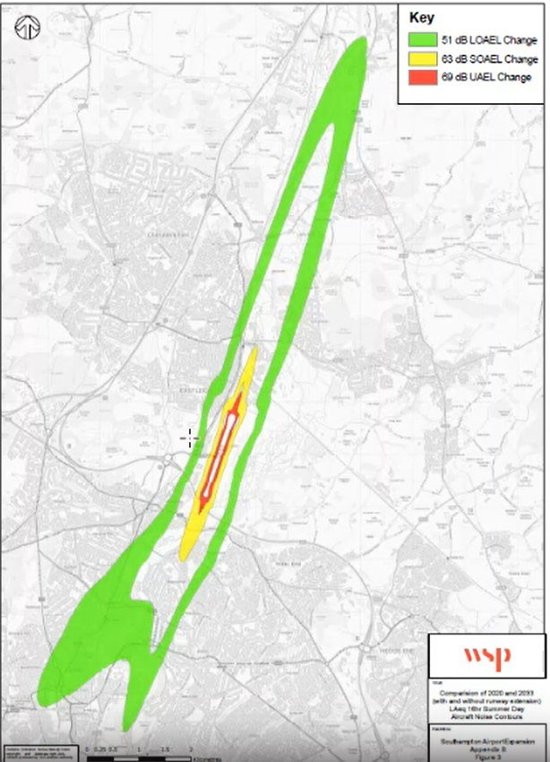 axosoton's tweet photo. Do you live in #Bishopstoke, #ColdenCommon, #Southampton, #Eastleigh? Do you live under the green contours in this map? This are the areas that will be affected by noise with the #AirportExpansion of #SouthamptonAirport who were probably previously not affected by #AirportNoise. https://t.co/AgtUYqXCHz