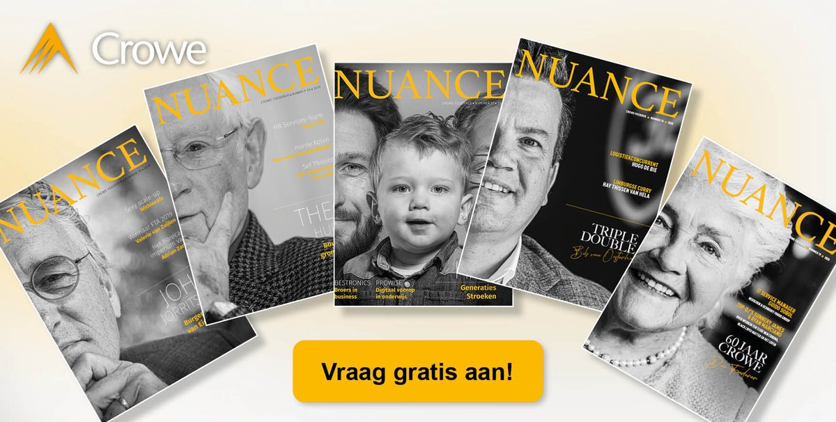 CroweFoederer's tweet photo. Een bedrijfsglossy vol met inspirerende klantverhalen, boeiende columns en fiscale tips die je ook nog eens gratis op jouw deurmat ontvangt. Vraag de Nuance nu gratis aan via: https://t.co/lmfzhFwNXF

#magazine #tijdschrift #interview https://t.co/iQLhX86Aix