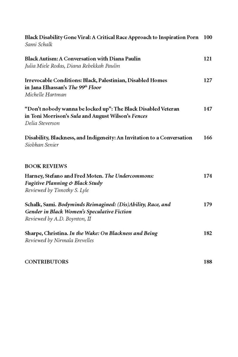 CLA Scholar (@clascholar) on Twitter photo CLAJ is pleased to announce that the special issue: "Blackness and Disability: This. Is. The. Remix. or I Thought I told You That We Won't Stop," edited by Dr. <a href="/TAPPhD/">TherĂ A. Pickens, PhD</a> is now published on the CLA website for members!
Here's a sneak peek of the contents. CLAJ is pleased to announce that the special issue: "Blackness and Disability: This. Is. The. Remix. or I Thought I told You That We Won't Stop," edited by Dr. <a href="/TAPPhD/">TherĂ A. Pickens, PhD</a> is now published on the CLA website for members!
Here's a sneak peek of the contents.