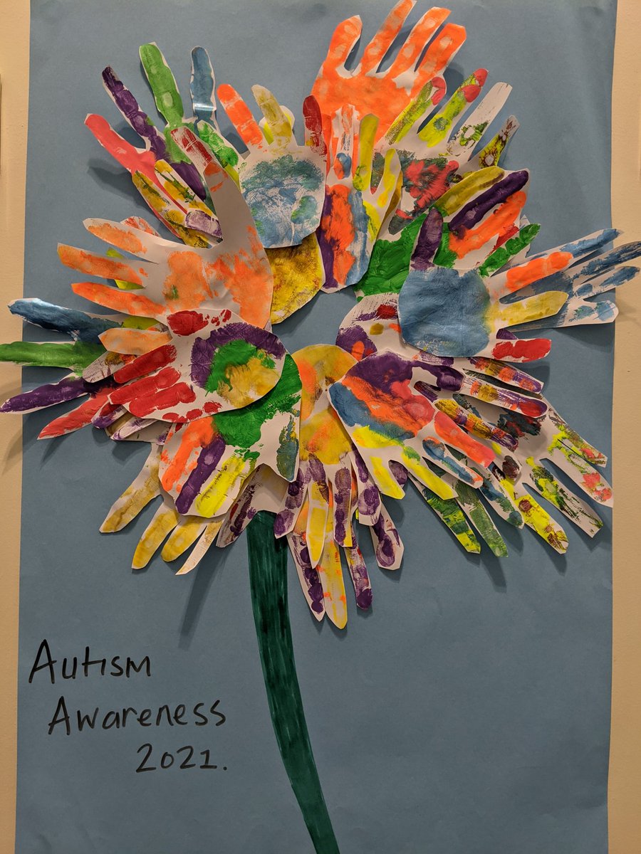 P165 created a display for #AutismAwarenessWeek with their painted hands!! <a href="/Autism/">National Autistic Society</a>