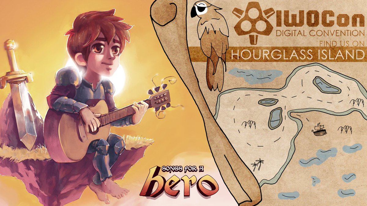 Songs for a Hero will be part of #IWOcon this year!
#IWOCon: the FREE digital #indiegame convention that starts tomorrow!
Come find us on Hourglass Island ⌛
Jump in &amp; Wishlist <a href="/IWOCon/">IWOCon.com ⏬ Wishlist Now</a> and <a href="/alendadoheroi/">A Lenda do Herói</a>:
🏴‍☠️store.steampowered.com/app/1422300/
⚔ store.steampowered.com/app/389170/