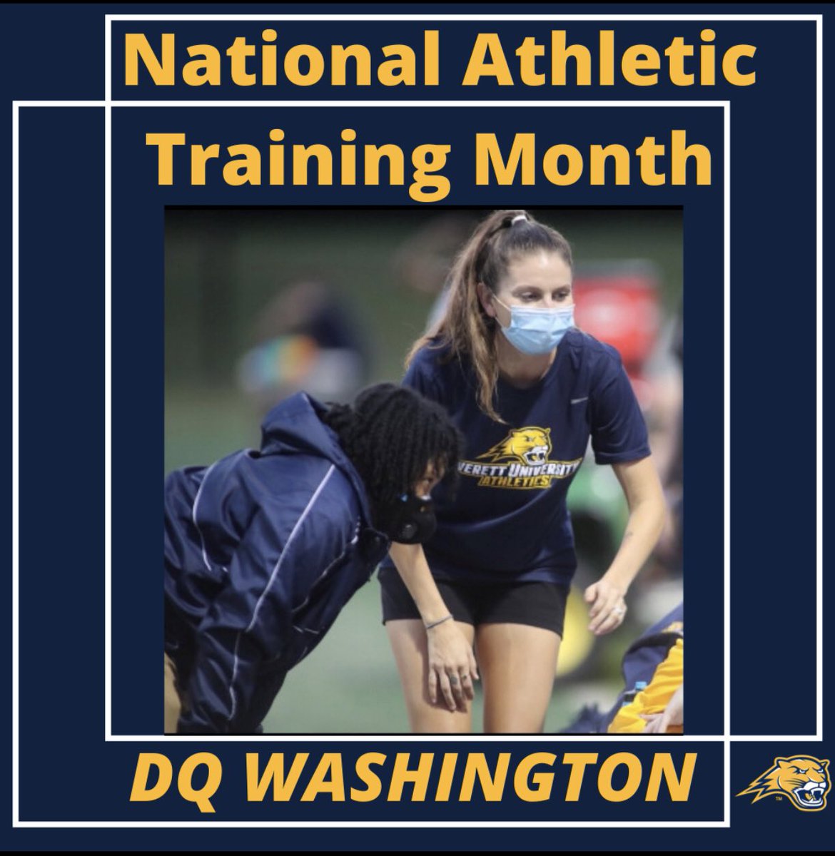 AverettWSOC's tweet photo. Happy National Athletic Training Month! Big Shout Out to our Awesome Athletic Trainer, DQ Washington! Make sure to THANK your Athletic Trainer for all the HARD work they do! #NATM2021 https://t.co/W195nkZnSO