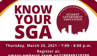 TONIGHT 3/25 .... What is the role of <a href="/UMassAmherst/">UMass Amherst</a> Student Government Association? How can you benefit from participation? Panel of former and current SGA members share insights and answer questions about engagement w/ this governing body. On Zoom 7-8 pm umass.edu/events/know-yo…
