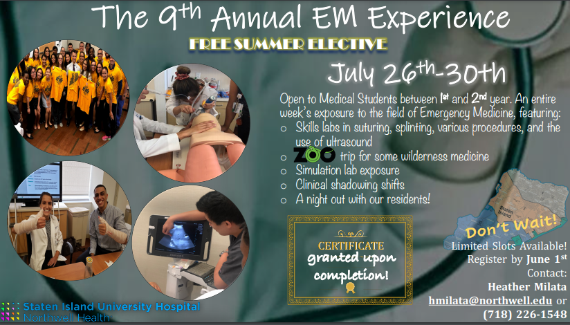abbashu's tweet photo. (((Attention))) #MedStudentTwitter
@statenisland #emexperience for rising MS2
1 week certificate course with exposure to EM
Ultrasonography, Toxicology, Simulation, clinical #EmergencyMedicine and a trip to @StatenIslandZoo #whystatenislandem
👇🏾
https://t.co/6AWj79tZCc https://t.co/FeO4g3d46k