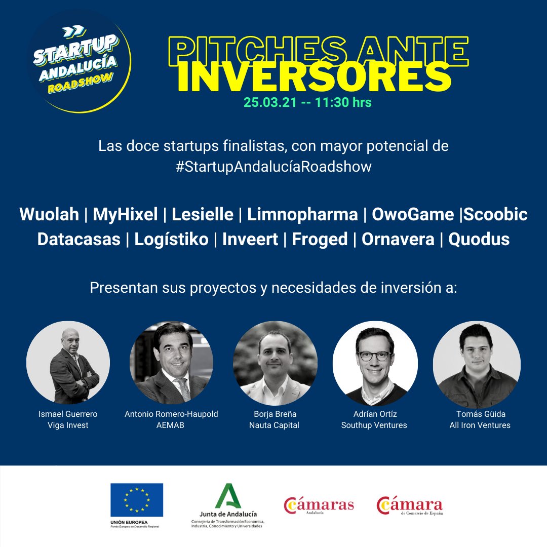 AndConectada's tweet photo. Las #12finalistas de #AndalucíaRoadshow comienzan sus rondas de contacto con inversores de fondo de capital privado. ¡Suerte a todas! 🍀

@StartupAnd_ #StartupsAND

https://t.co/Ej1F0ZKPst https://t.co/gKg7etTBtl