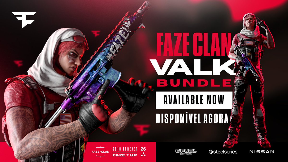FaZeEsports's tweet photo. FAZE VALK IS AVAILABLE NOW IN R6 SIEGE

Who needs a code? Quem aí quer um CODIGUIN?

✔️ RT this tweet
✔️ Follow @FaZeUpdate 

10 winners will be chosen in 24 hours! #FaZeUp https://t.co/T7ZxaXALHD