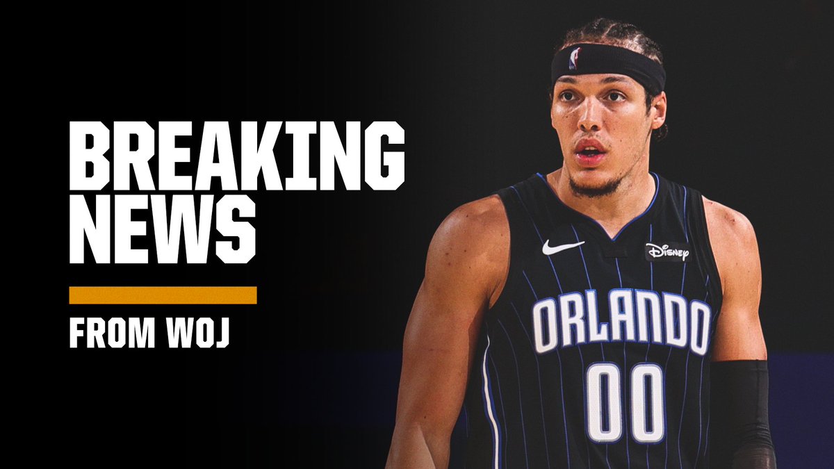 SportsCenter's tweet photo. Breaking: Orlando is sending Aaron Gordon to Denver for Gary Harris, RJ Hampton and a first-round pick, a source tells @wojespn. https://t.co/1VJ54tAjL6