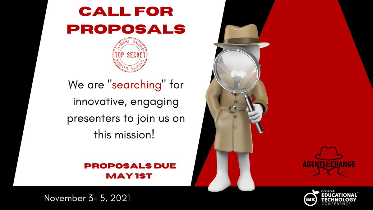 GaETConf's tweet photo. We are on a search for Agents of Change!!!!  We are looking for engaging, innovative presenters for GaETC 2021!  Apply today!!! https://t.co/LuMFyQ8K9J https://t.co/cSOeUahjeF