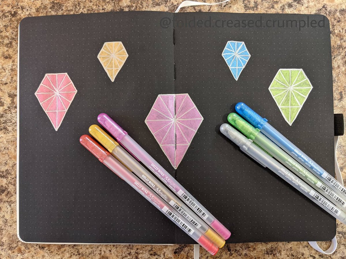 F_CandC's tweet photo. I drew one... then there were five on the page. Why? I dunno. Do you have repetitive doodles? What puts you in a zen state?
#gellyrollpens #blackoutbujo #bujo #doodle #metallic #metallicpens #staedtlers #stencils #gellyroll #silverlining https://t.co/5QbacOQD01