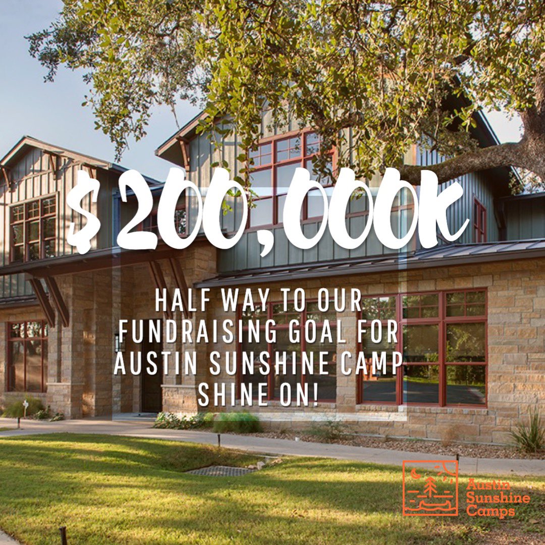 WE DID IT! Well, we’re half way to doing it. Today we reached a big fundraising milestone of sending 400 kids to @austinsunshinecamps this summer. We’re still only half way to our goal but the future is looking bright! Hit the link in our bio to contribute.