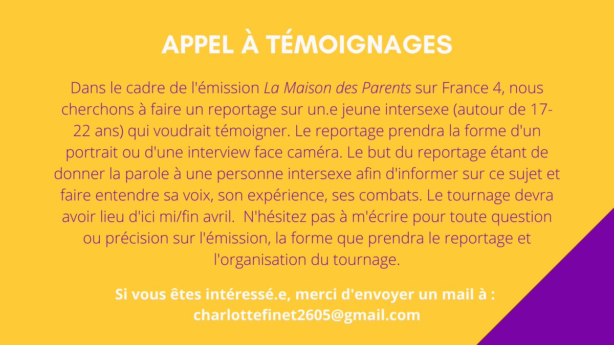 cia_oiifrance's tweet photo. ❗️Le fait que ns relayons cette demande d'enquête ne garantit pas de la qualité des entretiens ni du respect des personnes ds le résultat. Ns souhaitons toutefois informer les personnes concernées qui seraient intéressées de l'existence de cette enquête.
Appel à témoignage [1/4] https://t.co/PC8atGMNQc