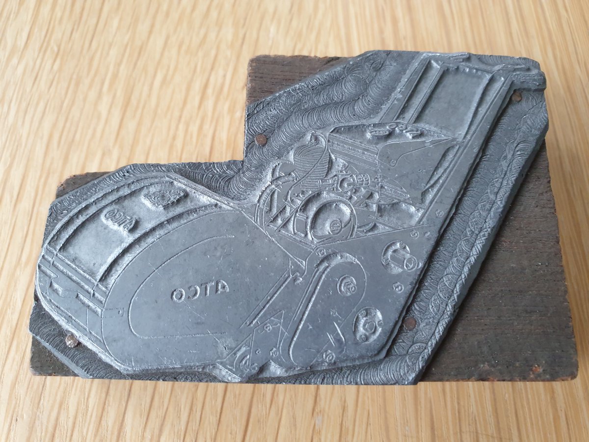 MuseumGardening's tweet photo. Atco Centenary 1921-2021. An unusual rare Atco printing block for the 1930's De-luxe would have been used for advertisement catalogue entries etc. Plus an image of the mower in our display @atcolawnmowers @southdownshc @TheBuddingFD @TatesGCs #turf #mowers #grass #mowing #museums https://t.co/JqkHcZpzMA